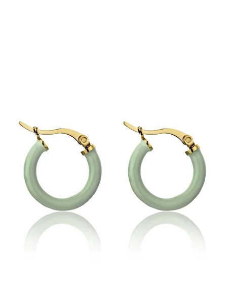 Cercei rotunzi placați cu aur cu email Laura Green Earrings MCE23148G