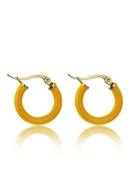 Cercei rotunzi placați cu aur cu email Laura Orange Earrings MCE23149G