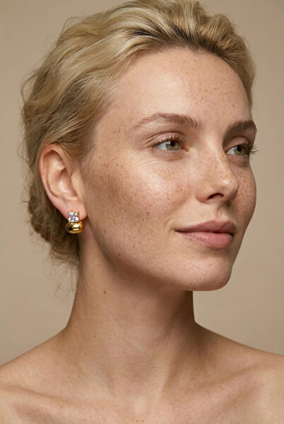Pozlacené moderní náušnice Promise Earrings MCE260684G
