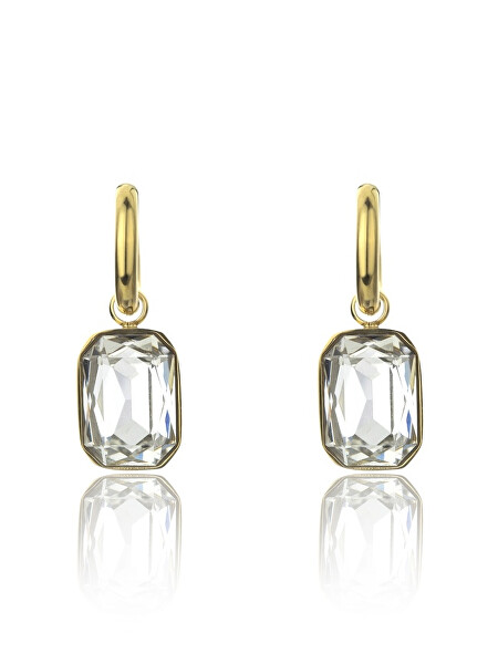 Vergoldete Ohrringe mit klaren Steinen Royalty White Earrings MCE23153G