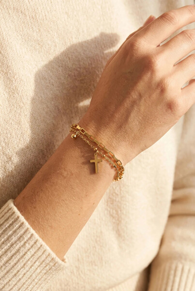 Pozlacený dvojitý náramek Leaf Gold MCB260614G
