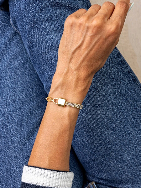 Pozlacený náramek se zirkony Jacqueline White Bracelet MCB24037G