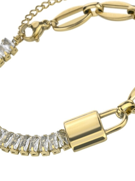 Pozlacený náramek se zirkony Jacqueline White Bracelet MCB24037G