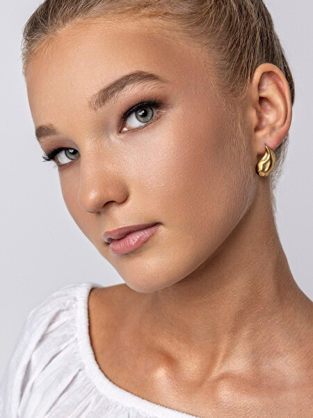 Stylové pozlacené náušnice Tear Drop MCE24030G