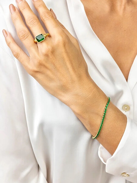Aranyozott karkötő Tessa Green Bracelet MCB23055G