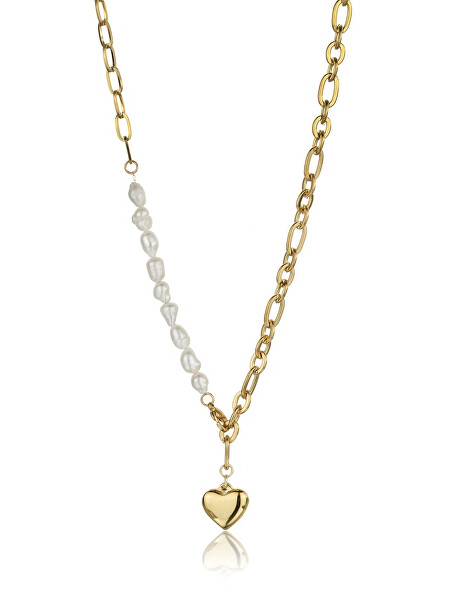 Módny pozlátený náhrdelník s perlami Lila White Necklace MCN23069G