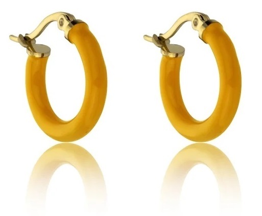 Cercei rotunzi placați cu aur cu email Laura Orange Earrings MCE23149G