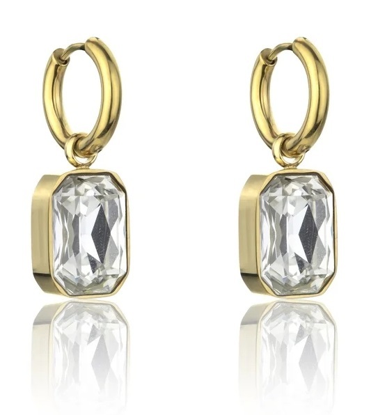 Cercei placați cu aur cu pietre transparente Royalty White Earrings MCE23153G