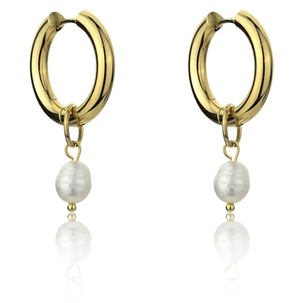 Vergoldete Ohrringe mit Perlen Alexandria White Earrings MCE23118G