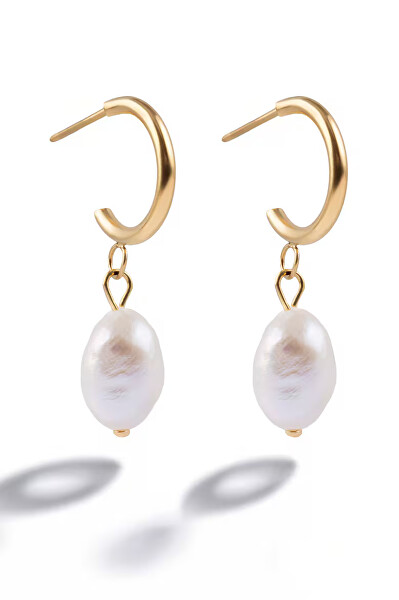 Pozlacené náušnice s umělou perlou Mistré MCE250370G