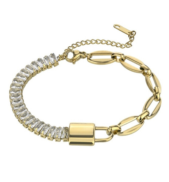 Pozlacený náramek se zirkony Jacqueline White Bracelet MCB24037G