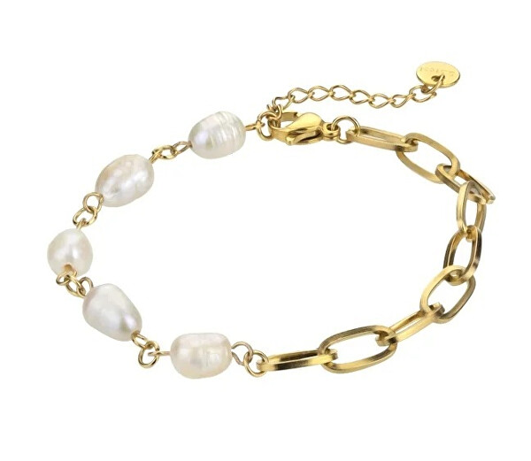 Půvabný pozlacený náramek s perlami Emma Gold Bracelet MCB23001G