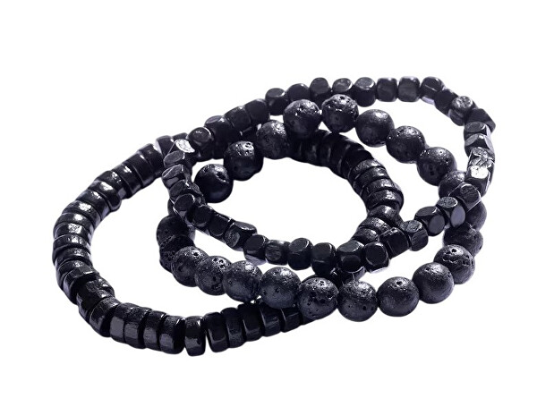 Sada tří korálkových náramků s minerálními kameny MCGB5090