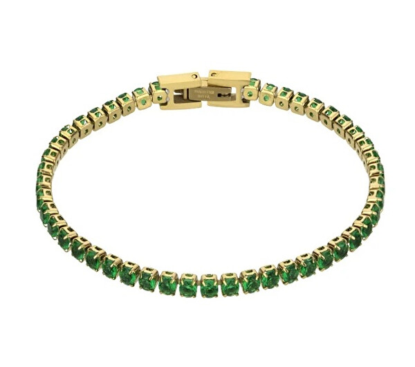 Tenisový pozlacený náramek Tessa Green Bracelet MCB23055G