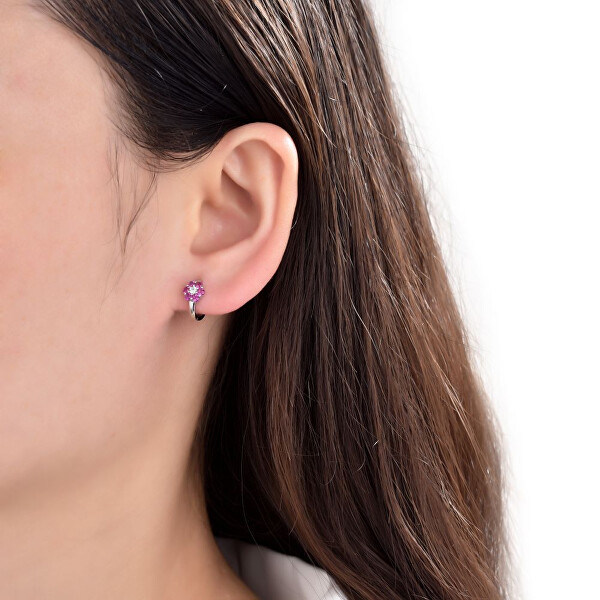 Dětské stříbrné kruhy Květina se zirkony E0004498