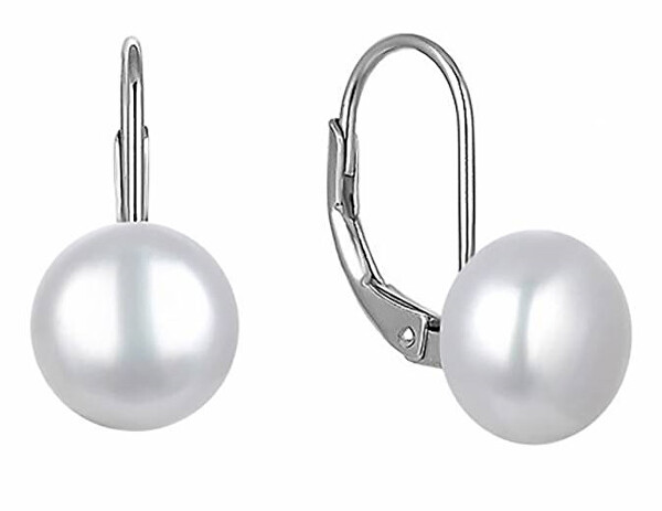 Elegáns ezüst fülbevaló fehér gyöngyökkel EP000093-EP000102
