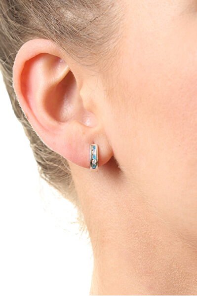 Eleganti orecchini in argento con zirconi trasparenti e azzurri E0000179