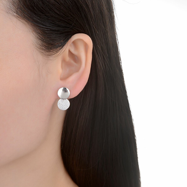 Elegáns ezüst fülbevaló cirkónium kövekkel  E0003057
