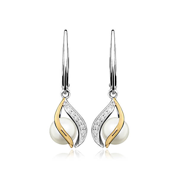 Cercei eleganți din argint cu perle adevărate EP000146