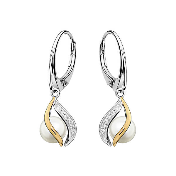 Elegantní stříbrné náušnice s pravými perlami EP000146