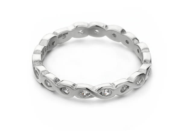Elegante anello in argento con zirconi chiari R00019