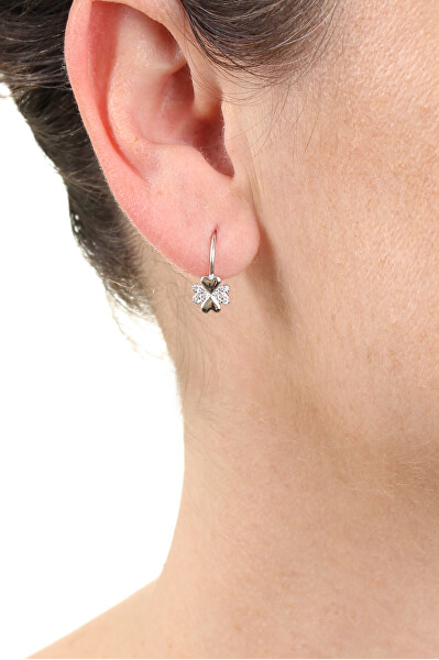 Giocosi orecchini in argento con zirconi quadrifoglio E0000565