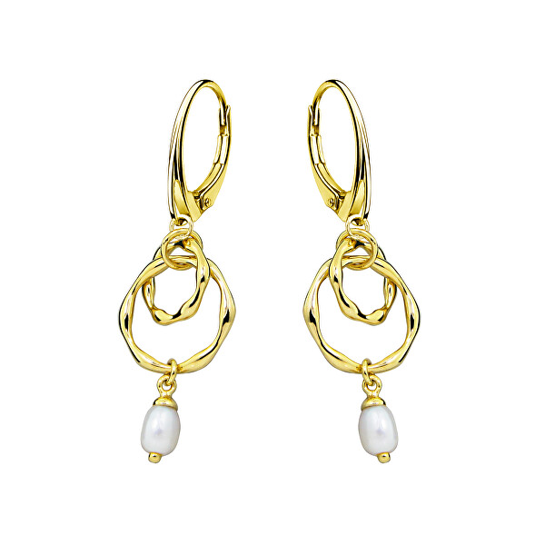 Luxuriöse vergoldete Ohrringe mit Perlen EP000169