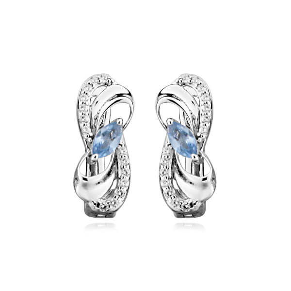 EG000084 Luxus ezüst fülbevaló kék topázzal