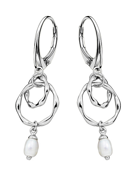 Luxusní stříbrné náušnice s perlami EP000170