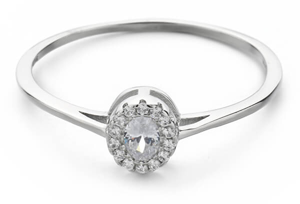 Luxusný strieborný prsteň s čírymi zirkónmi R00020