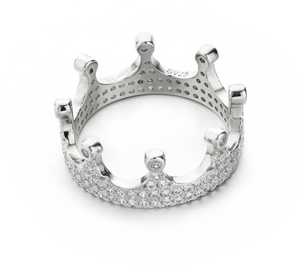 Luxusní stříbrný prsten se zirkony Královská korunka R00021
