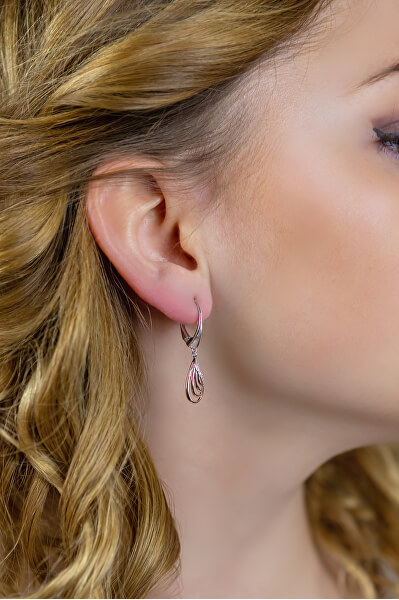 Modische Bicolor Ohrringe mit Kristallen E0001318
