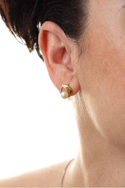 Időtlen bicolor fülbevalók valódi gyöngyökkel EP000157