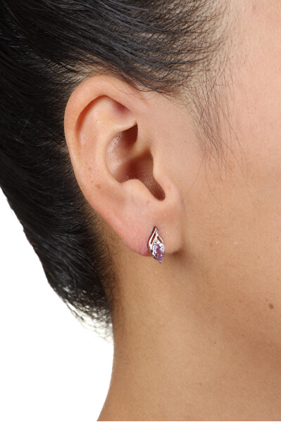 Gyengéd ezüst fülbevalók ametiszt kővel EG000150