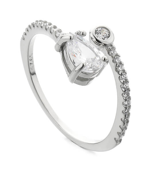 Gyengéd ezüst gyűrű cirkónium kövekkel R000188