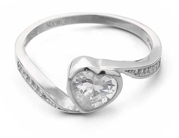 Něžný stříbrný prsten se zirkony Srdíčko R00021