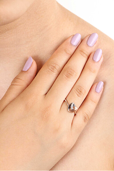 Okouzlující bicolor prsten se zirkony Srdce R00009