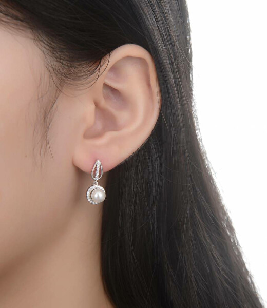 Affascinanti orecchini in argento con perle e zirconi E0003119