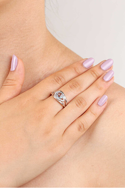 Okouzlující stříbrný prsten s topazem a zirkony RG0000