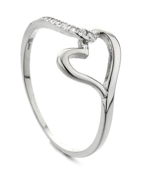 Okouzlující stříbrný prsten se zirkony Srdce R00019