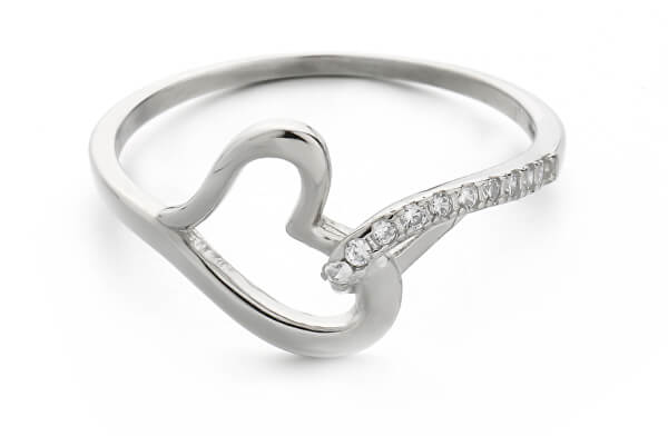 Anello in argento con zirconi Cuore R00019
