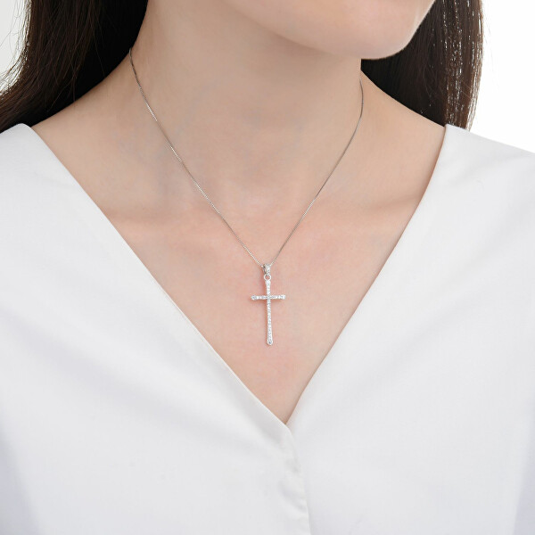 Originaler Silberanhänger Kreuz mit Zirkonen P0001239