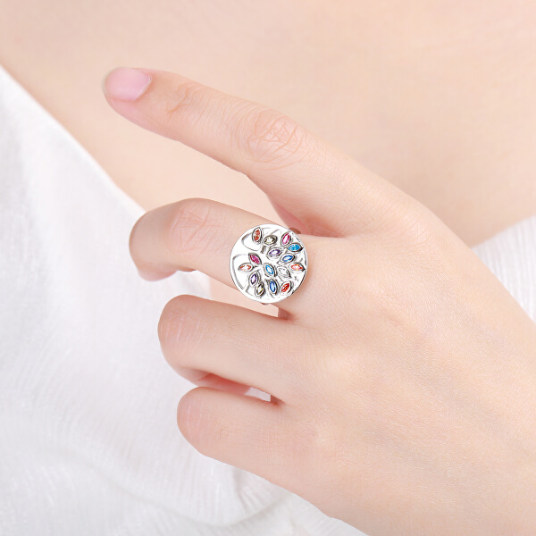 Originální stříbrný prsten s barevnými zirkony R00021