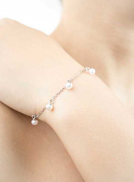 Překrásný stříbrný náramek s perličkami BP000022