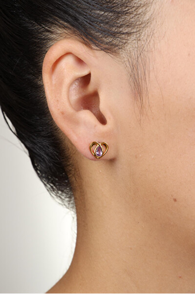 Incantevoli orecchini placcati in oro con ametista EG000066