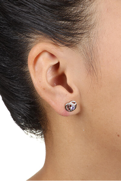 Bájos ezüst fülbevalók ametiszt kővel EG000122