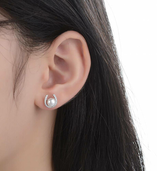Affascinanti orecchini in argento con perle e zirconi E0003103