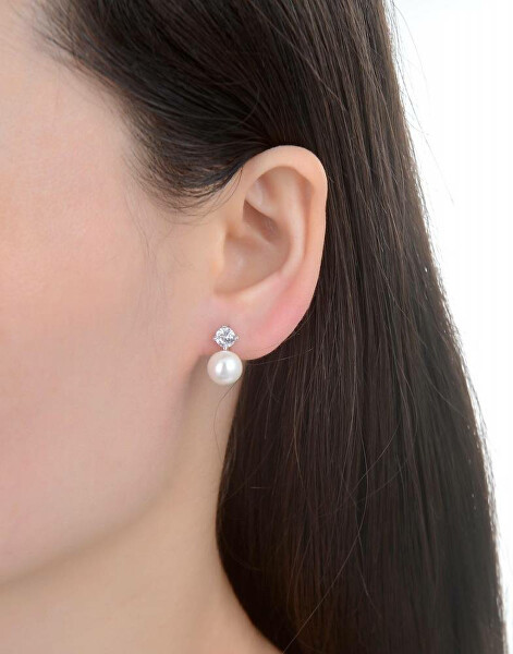 Gyönyörű ezüst fülbevaló gyöngyökkel Naomi E0003104