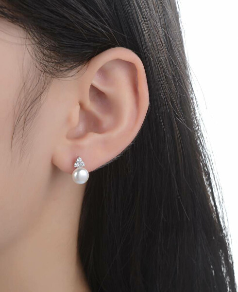 Affascinanti orecchini in argento con perle e zirconi E0003109