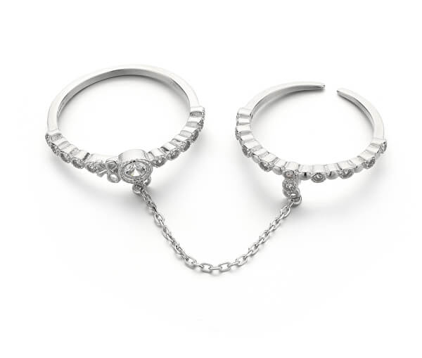 Bámulatos dupla ezüst gyűrű cirkónium kövekkel R00022